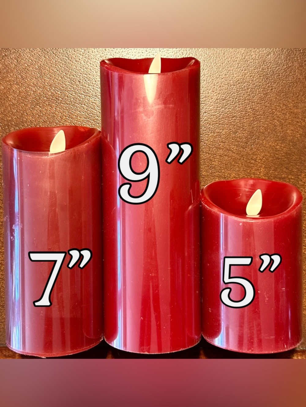 Luminara Flameless Pillar Candles Set of 3 - 5” 7” & 9” x 3” Round - Picture 6 of 13
